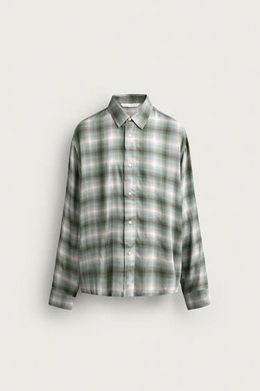 CHECK PRINT FLOWING SHIRT - Turquoise by Zara