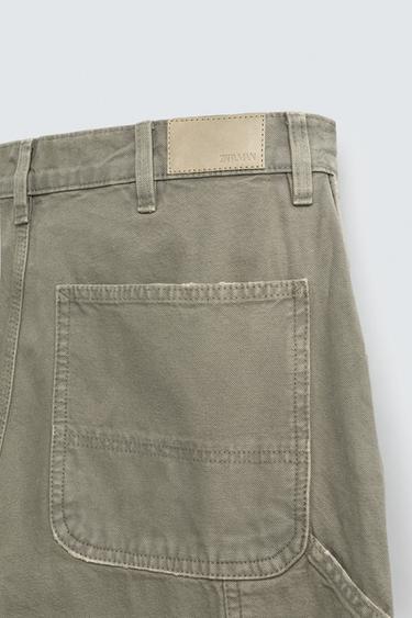 WASHED EFFECT CARPENTER TROUSERS - Light green by Zara - Image 9