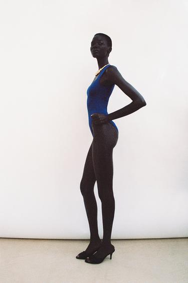 BODY ENCOLURE CARRÉE STRETCH - Bleu de Zara - Image 3