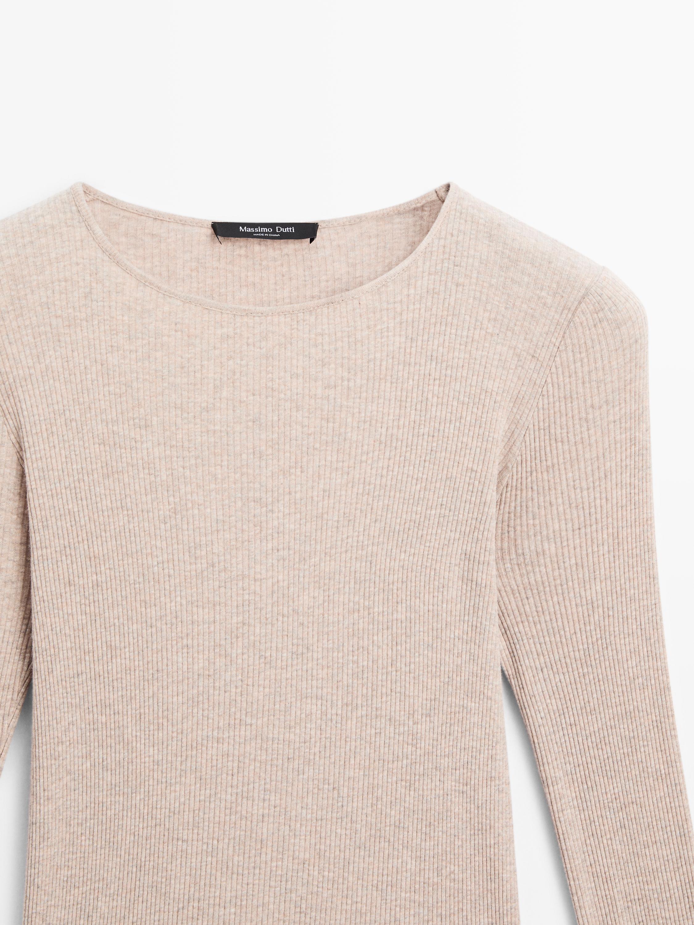 Long sleeve T-shirt with ribbed detail