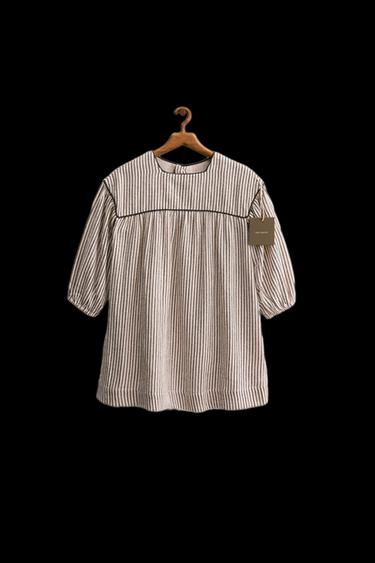 ZARA TIMELESS - VESTIDO ESTAMPADO RAYAS - Crudo de Zara - Imagen 0