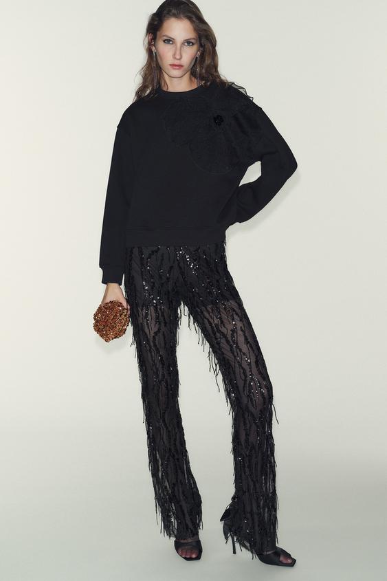 ORGANZA FLOWER SWEATSHIRT