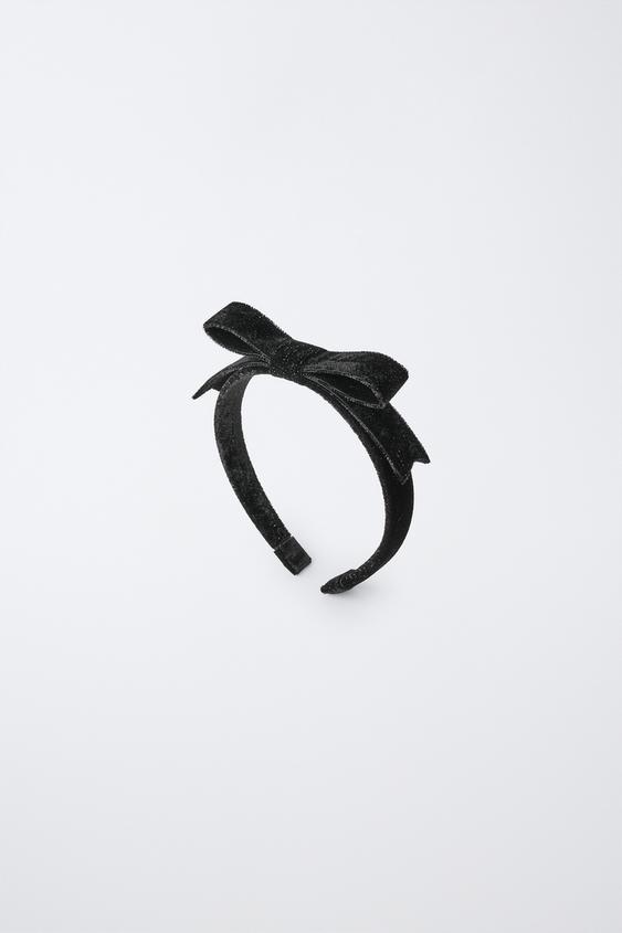طوق للشعر بفيونكة من المخمل - أسود by Zara - Image 0