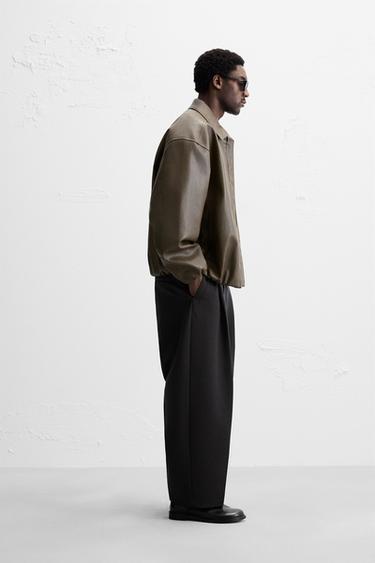 LEATHER EFFECT JACKET - Grey by Zara - Image 3