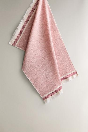 TORCHON COTON ÉPONGE CONTRASTANT - Rouge de Zara