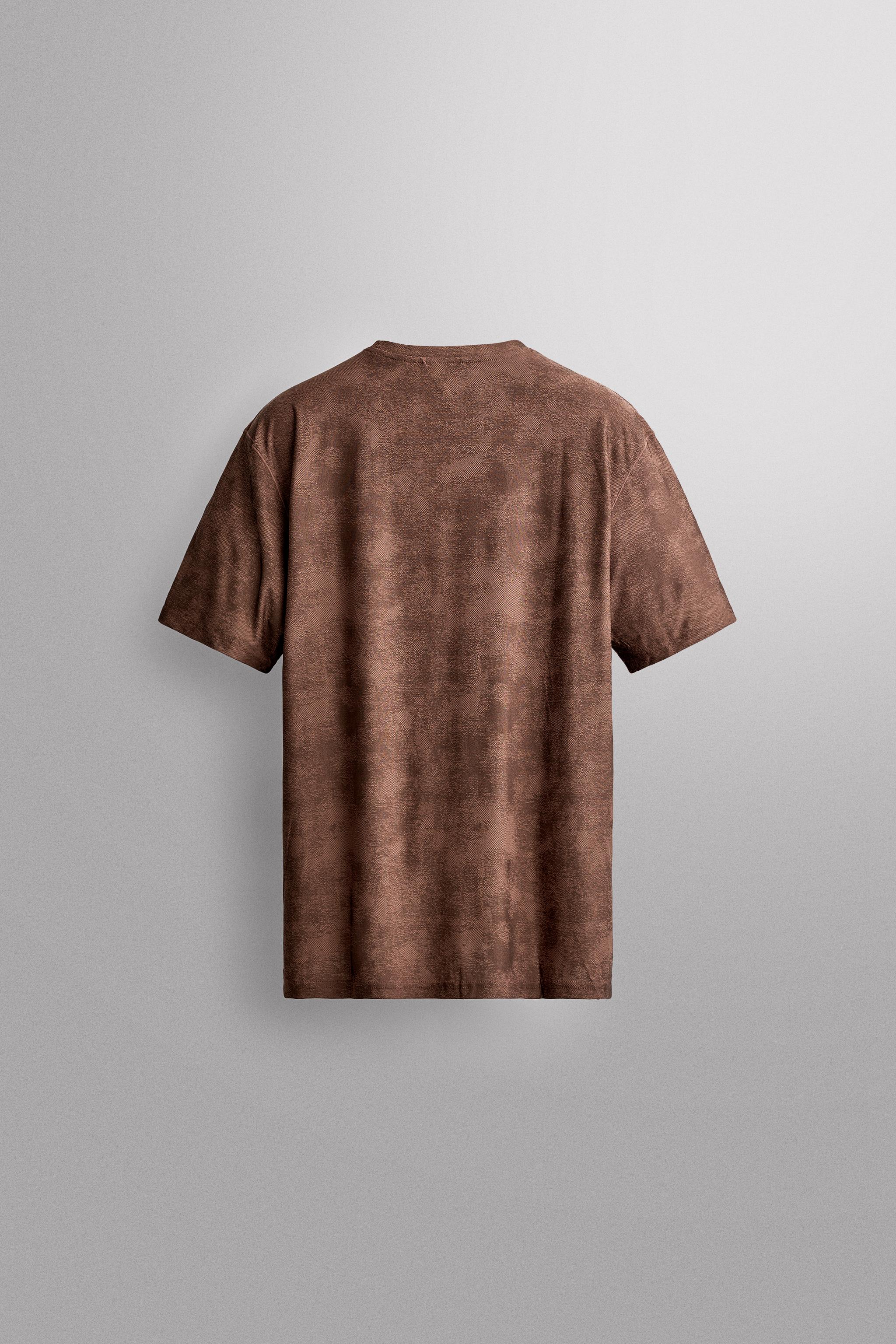 Zara KONTRAST TEKNİK JAKARLI KUMAŞ T-SHIRT görsel 6