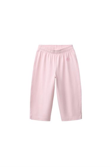 PANTALON À JAMBES LARGES EN PIQUÉ - Rose clair de Zara