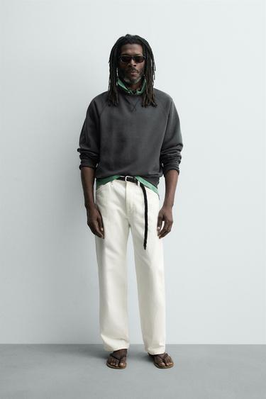 AARON LEVINE X ZARA WASHED CREWNECK SWEATSHIRT - Navy blue by Zara - Image 0