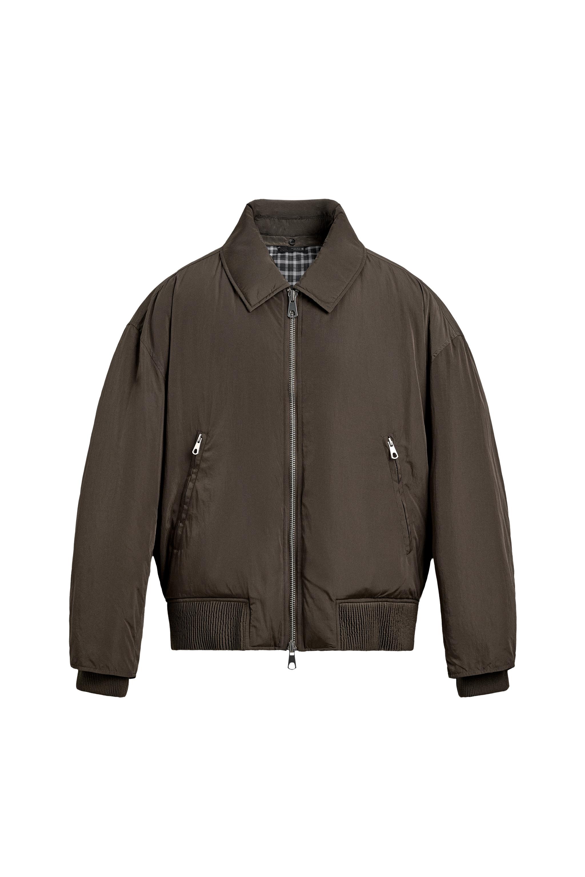 コントラストキルティングボンバージャケット - ダークブラウン | ZARA