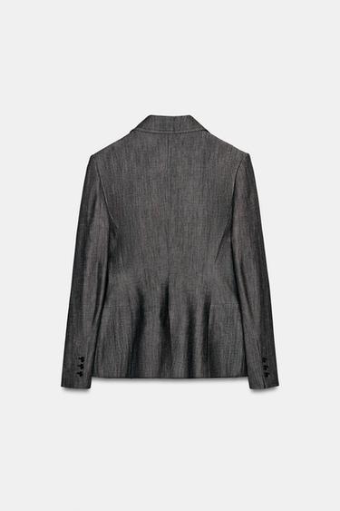 ZW COLLECTION DENIM BLAZER - Black by Zara - Image 6