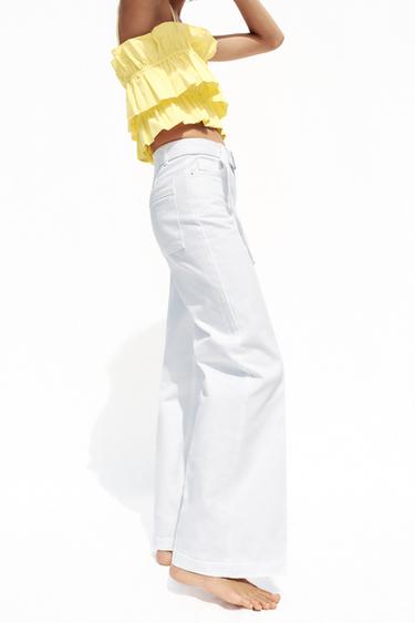 JEAN Z1975 WIDE LEG TAILLE HAUTE CEINTURE - Blanc de Zara - Image 3