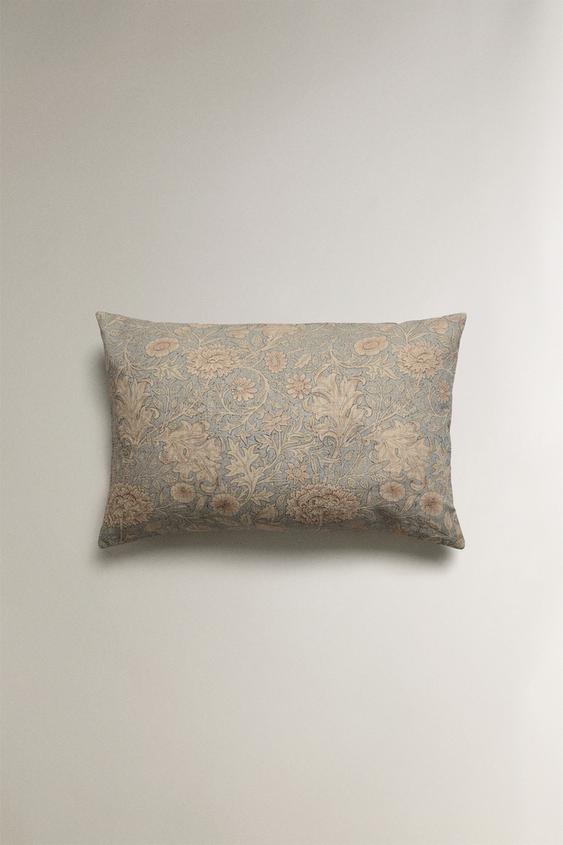 MORRIS & CO. WASHED LINEN PRINTED THROW PILLOW COVER