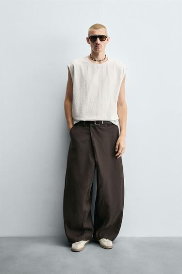 Zara DENIM TANK TOP - Oyster-white