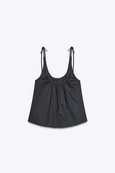 TOP EN POPELINE DRAPÉ - Bleu pétrole de Zara - Image 6