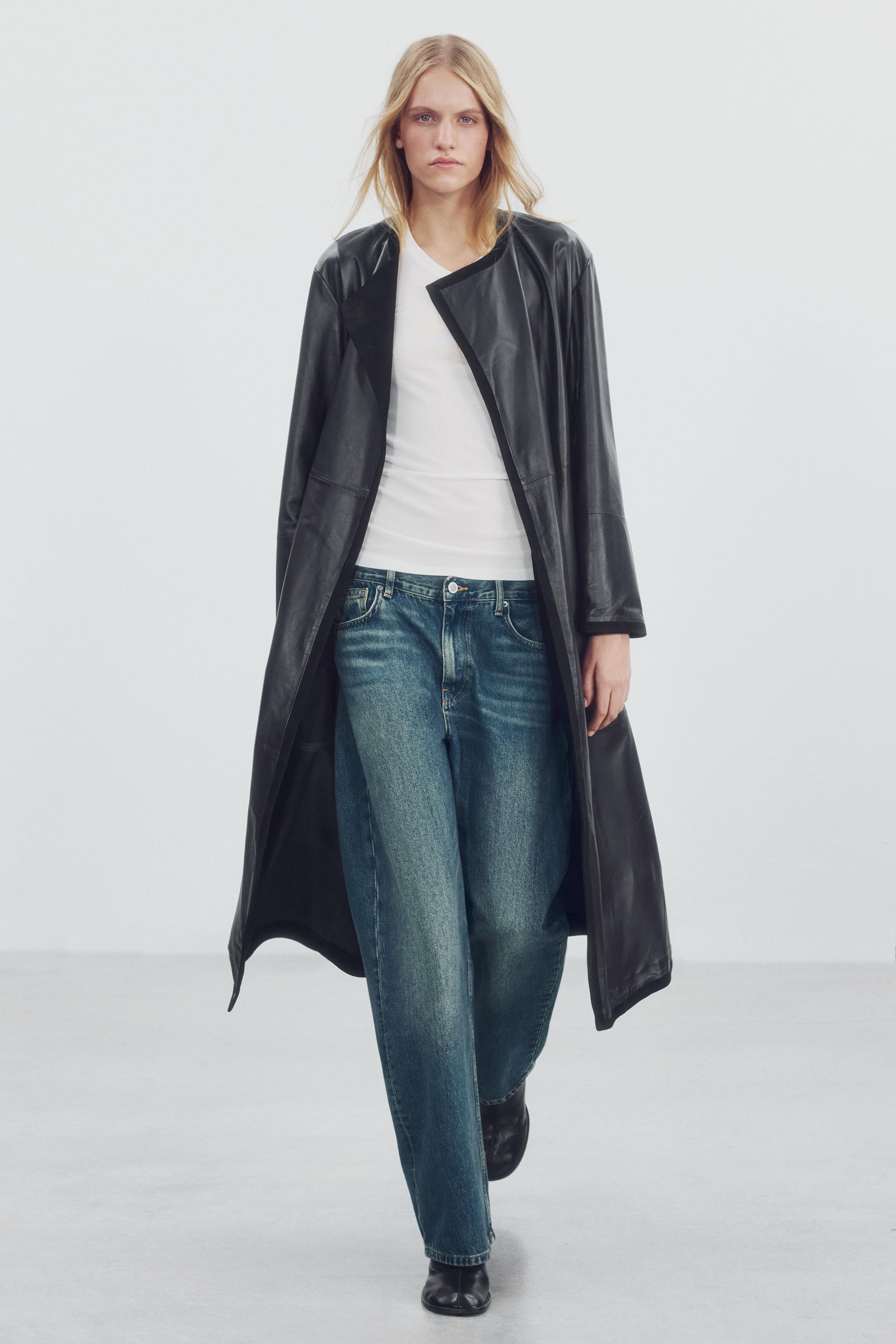 ZW COLLECTION 100% LEATHER COMBINED COAT