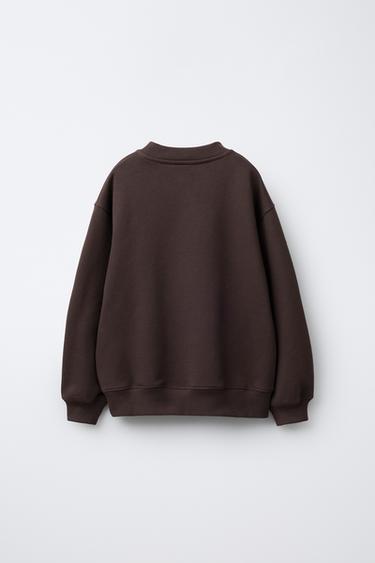 FLOCK SLOGAN SWEATSHIRT - Brown by Zara - Image 1