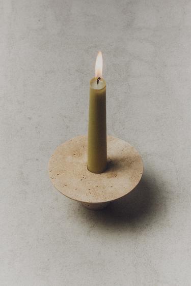 ROUND MARBLE TEALIGHT HOLDER - Beige by Zara