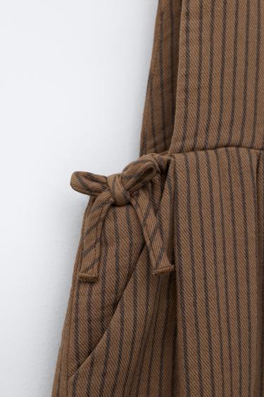 LONG STRIPED DUNGAREES - Brown by Zara - Image 3