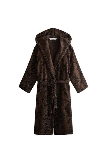 ANIMAL PRINT VELOUR DRESSING GOWN - Brown by Zara
