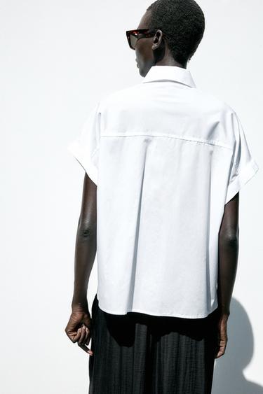 POPLIN SHIRT WITH JEWEL COLLAR - White by Zara - Image 5