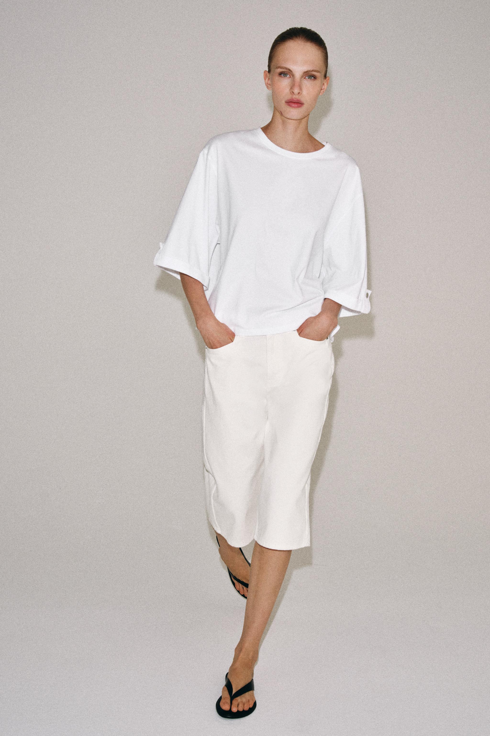 Zara PAMUKLU DÜĞMELİ T-SHIRT