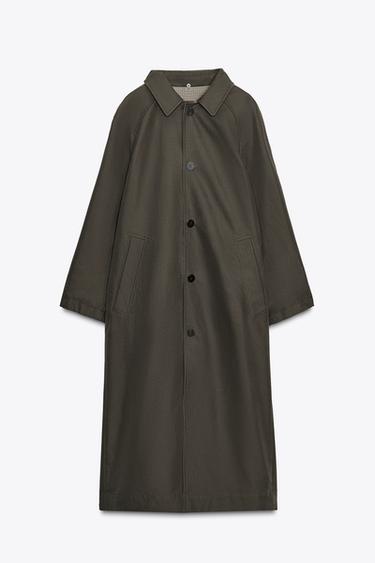 ZW COLLECTION REVERSIBLE TRENCH COAT WITH FAUX FUR COLLAR - Mid-green by Zara - Image 4