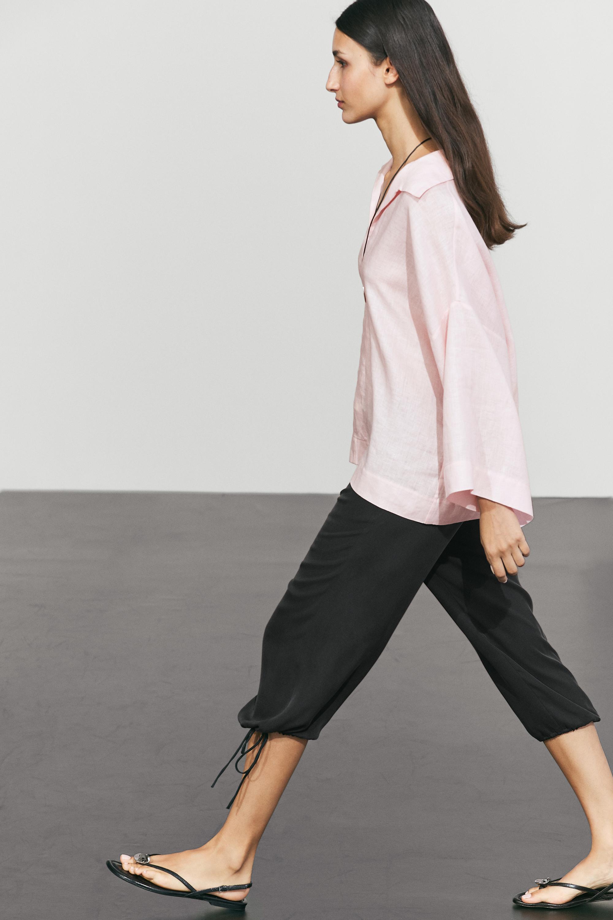 100% linen polo collar shirt