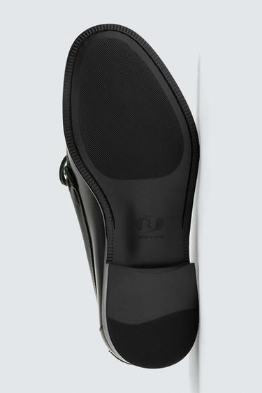 LEATHER BOW LOAFERS - Bottle Green by Zara - Image 6