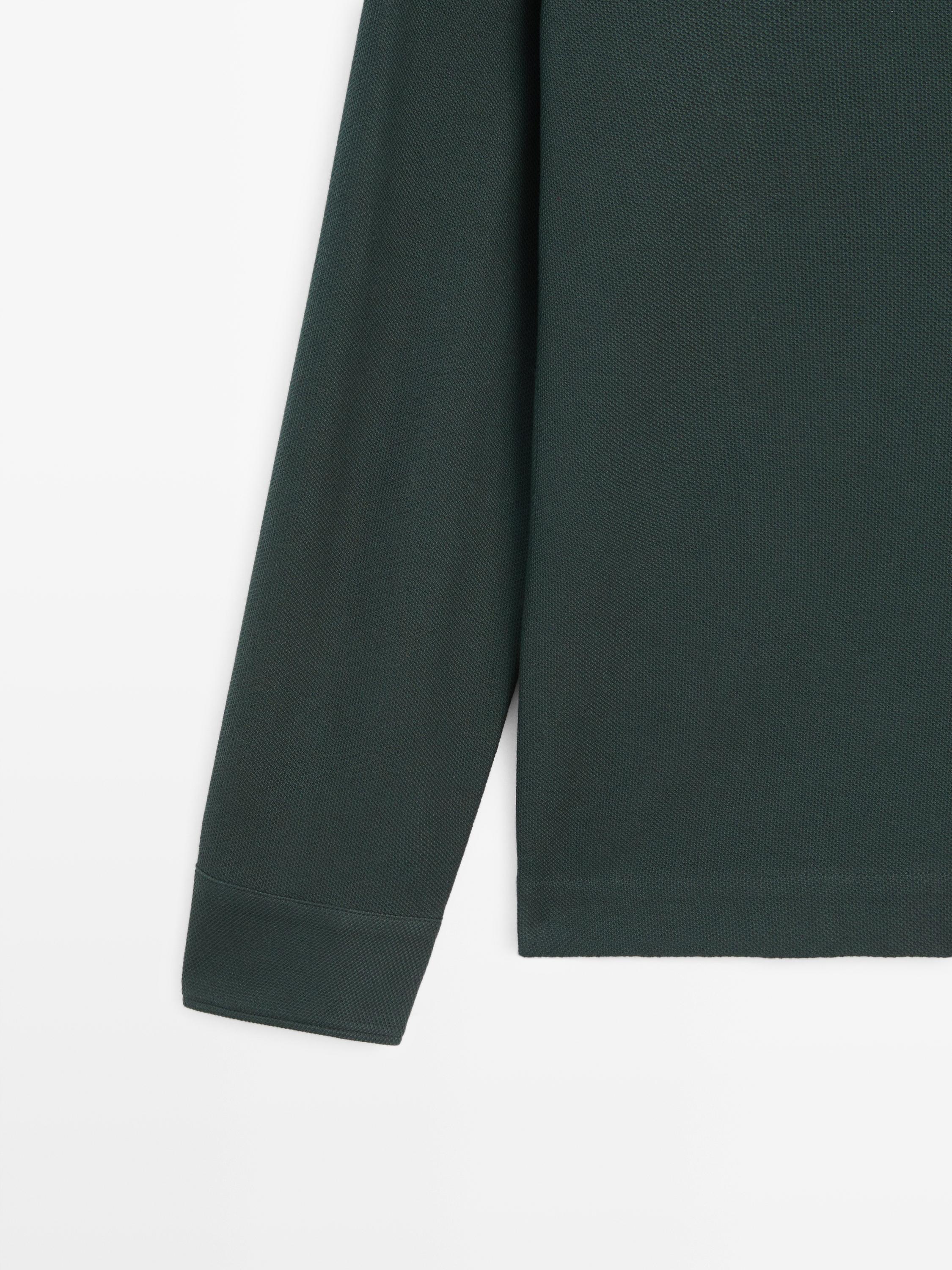 Textured piqué polo shirt with long sleeves