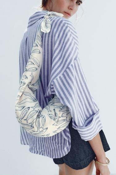 Zara BOW PRINT BAG - Ecru