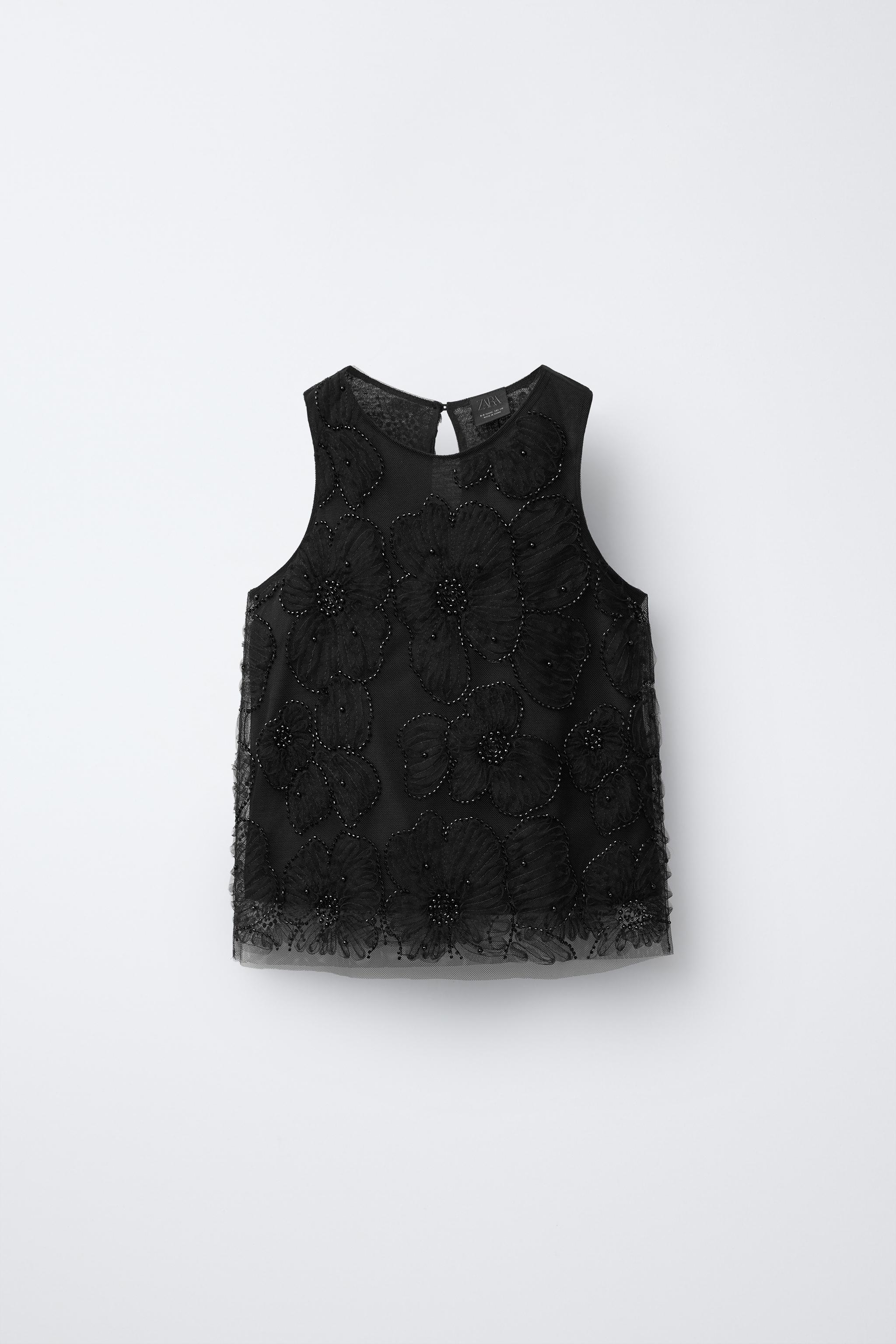 BEADED LACE TOP - Black | ZARA Turkey BEADED LACE TOP - Black | ZARA Turkey