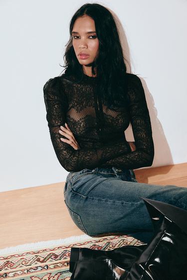 LACE CORSET-STYLE TOP — Black 2