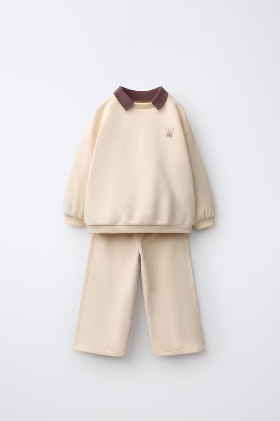 КОМПЛЕКТ ИЗ ТОЛСТОВКИ И БРЮК — ЦВЕТ СЛИВОЧНОГО МАСЛА от Zara — изображение 0
