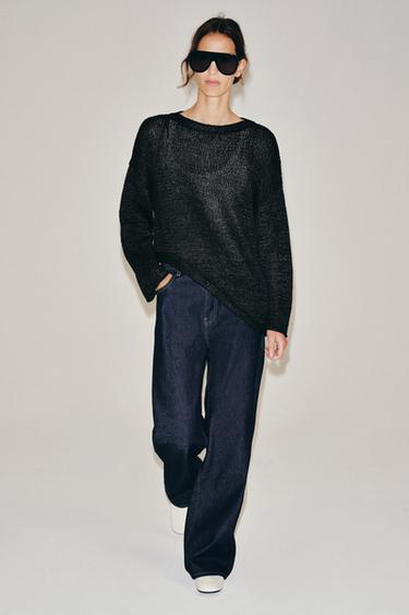 PULL EN MAILLE ASYMÉTRIQUE - Noir de Zara - Image 3