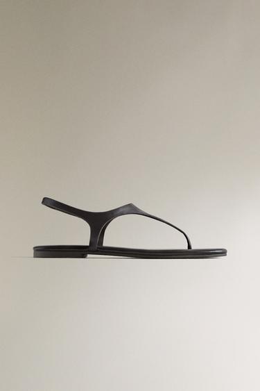 FLACHE LEDERSANDALEN - Braun von Zara
