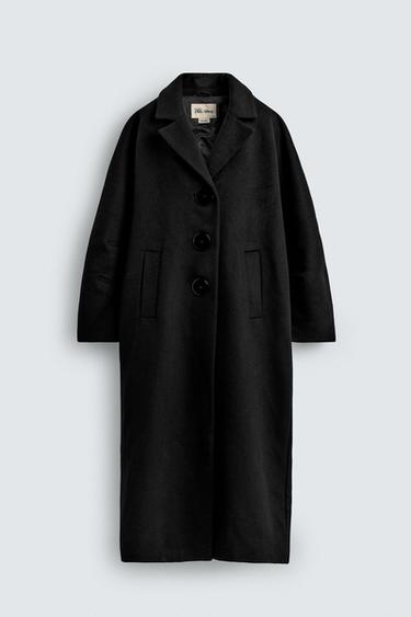 Zara OVERSIZED LONG COAT HARRY LAMBERT FOR ZARA X DISNEY - Black