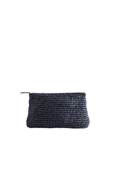 Zara LARGE PAPER MAKEUP BAG - Navy Blue