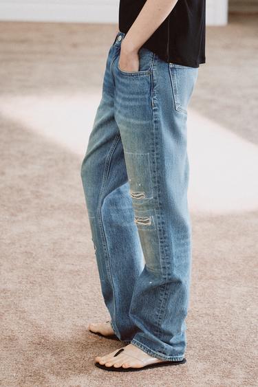 JEAN ZW COLLECTION DROIT TAILLE MOYENNE DÉCHIRÉ - Bleu de Zara - Image 4