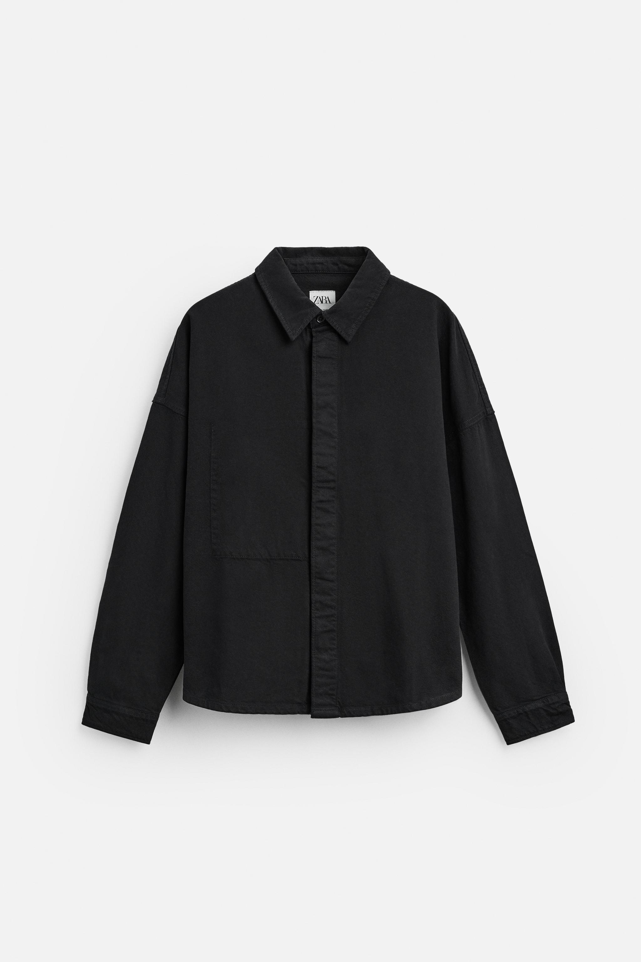 Zara black denim shirt sales