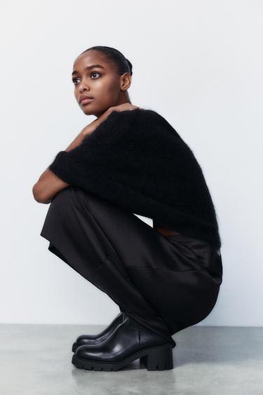 Zara NEOPRENE EFFECT CHELSEA BOOTS - Black