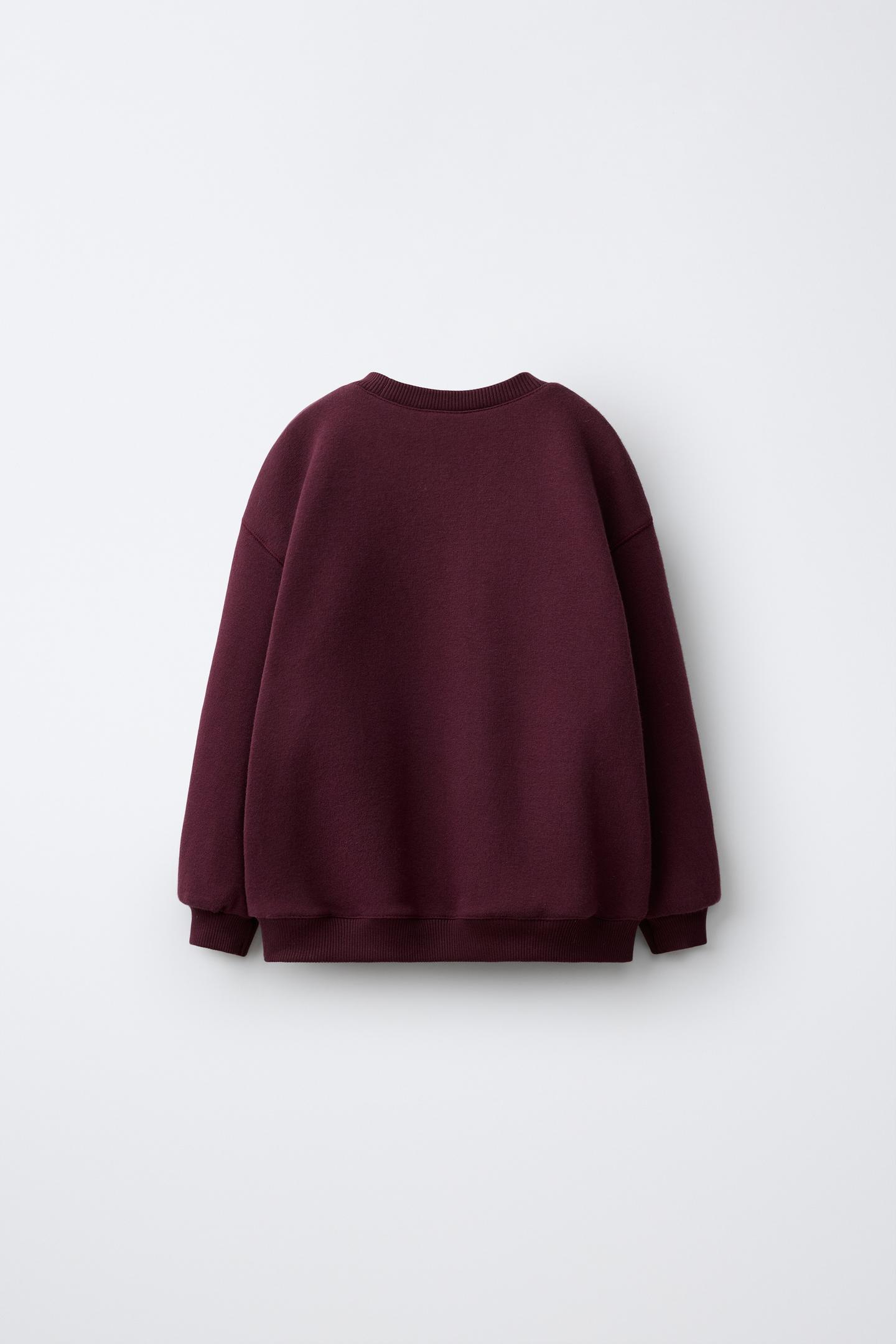 Детский свитшот Zara Hello Kitty © Sanrio Embroidered, цвет: Бордовый — фото 3