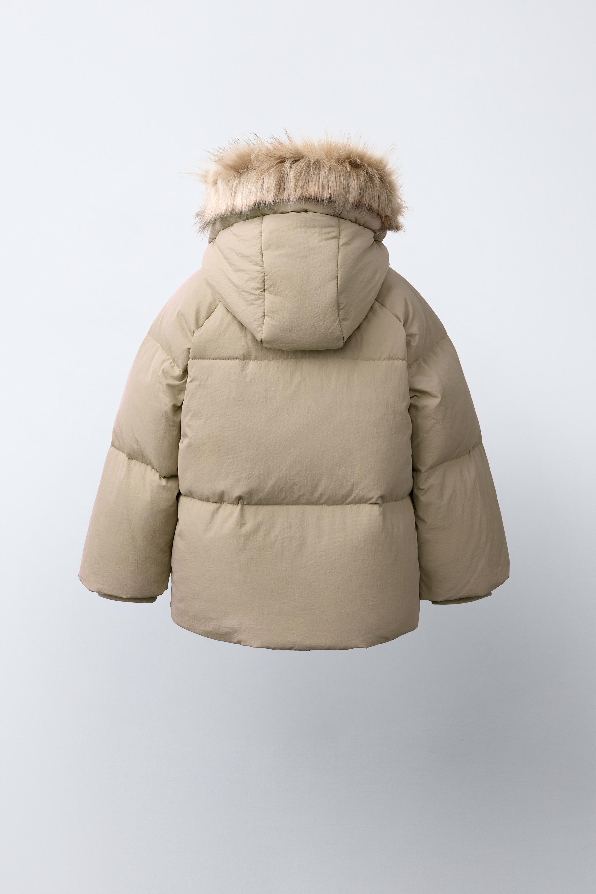 WATER-REPELLENT THERMAL 50/50 DOWN AND FEATHER JACKET WITH DETACHABLE FAUX FUR HOODIE