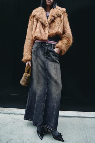FADED TRF DENIM MIDI SKIRT - Blue by Zara