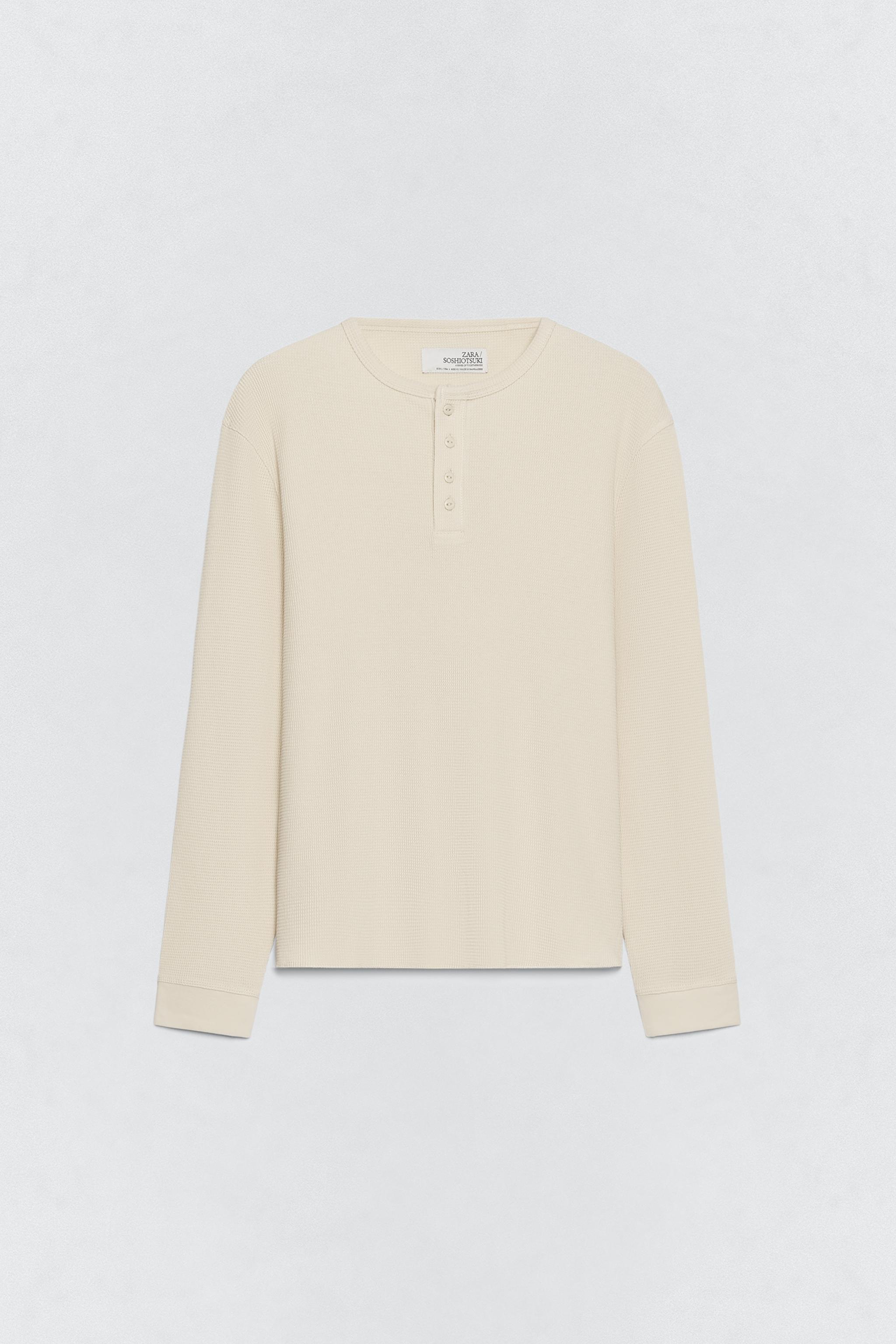 SOSHIOTSUKI x ZARA ヘンリーネックワッフルTシャツ - ブラウン | ZARA