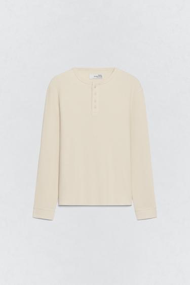 SOSHIOTSUKI x ZARA 와플 베이커 넥 티셔츠 - Zara 베이지