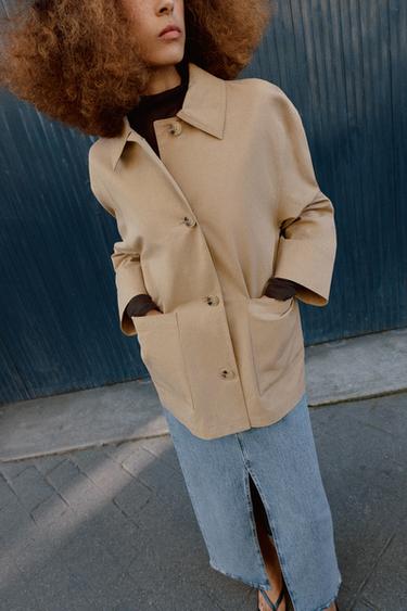 JACKET WITH PATCH POCKETS - Mid-camel by Zara