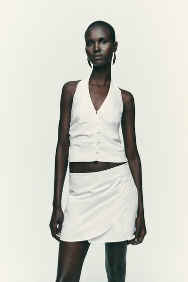 GATHERED HALTER WAISTCOAT TOP - White by Zara