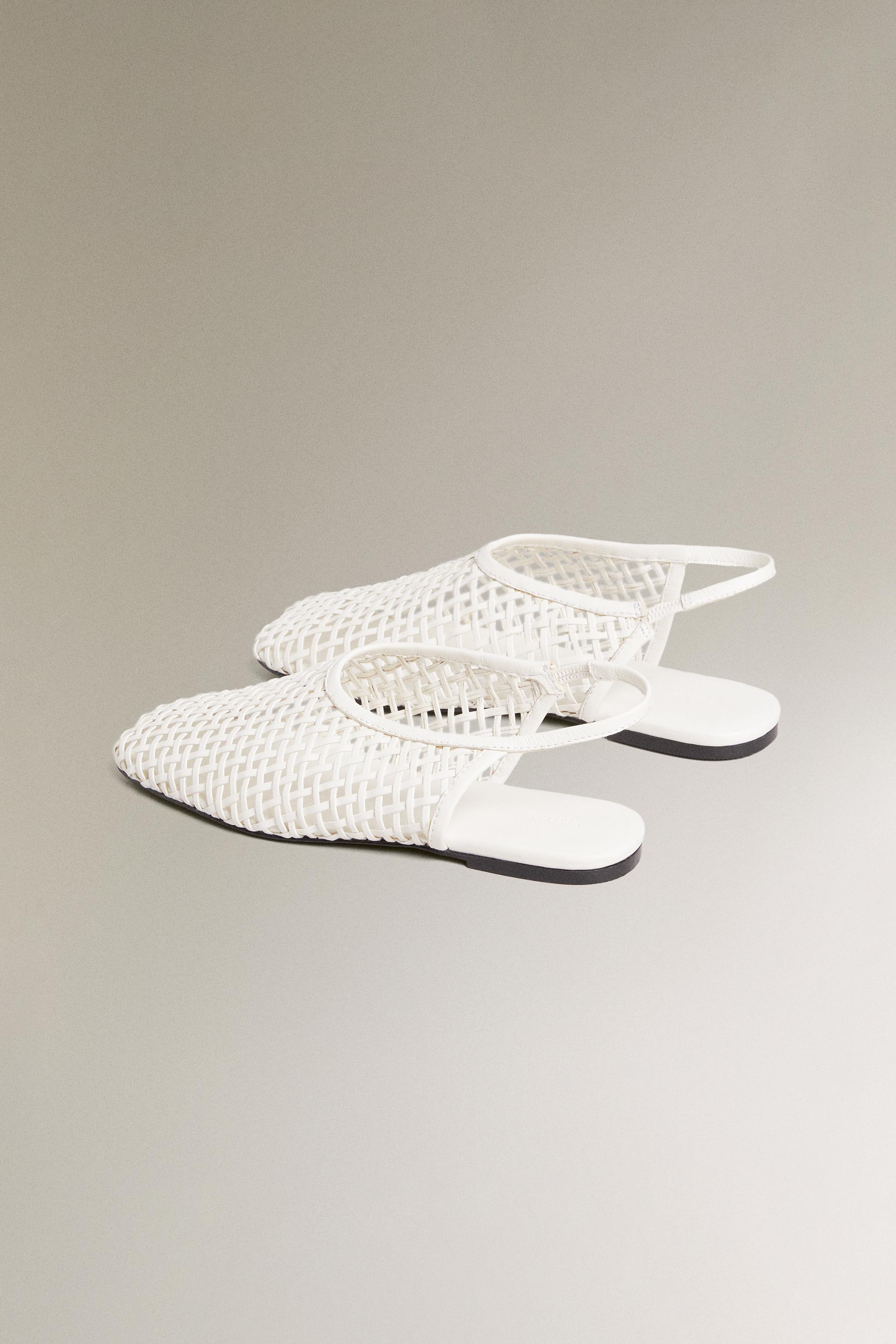 BRAIDED LEATHER SLINGBACK BALLET FLATS