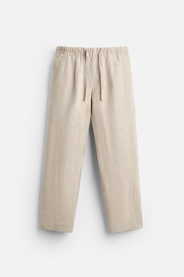 PANTALÓN CINTURA JOGGER 100% LINO - Beige claro de Zara