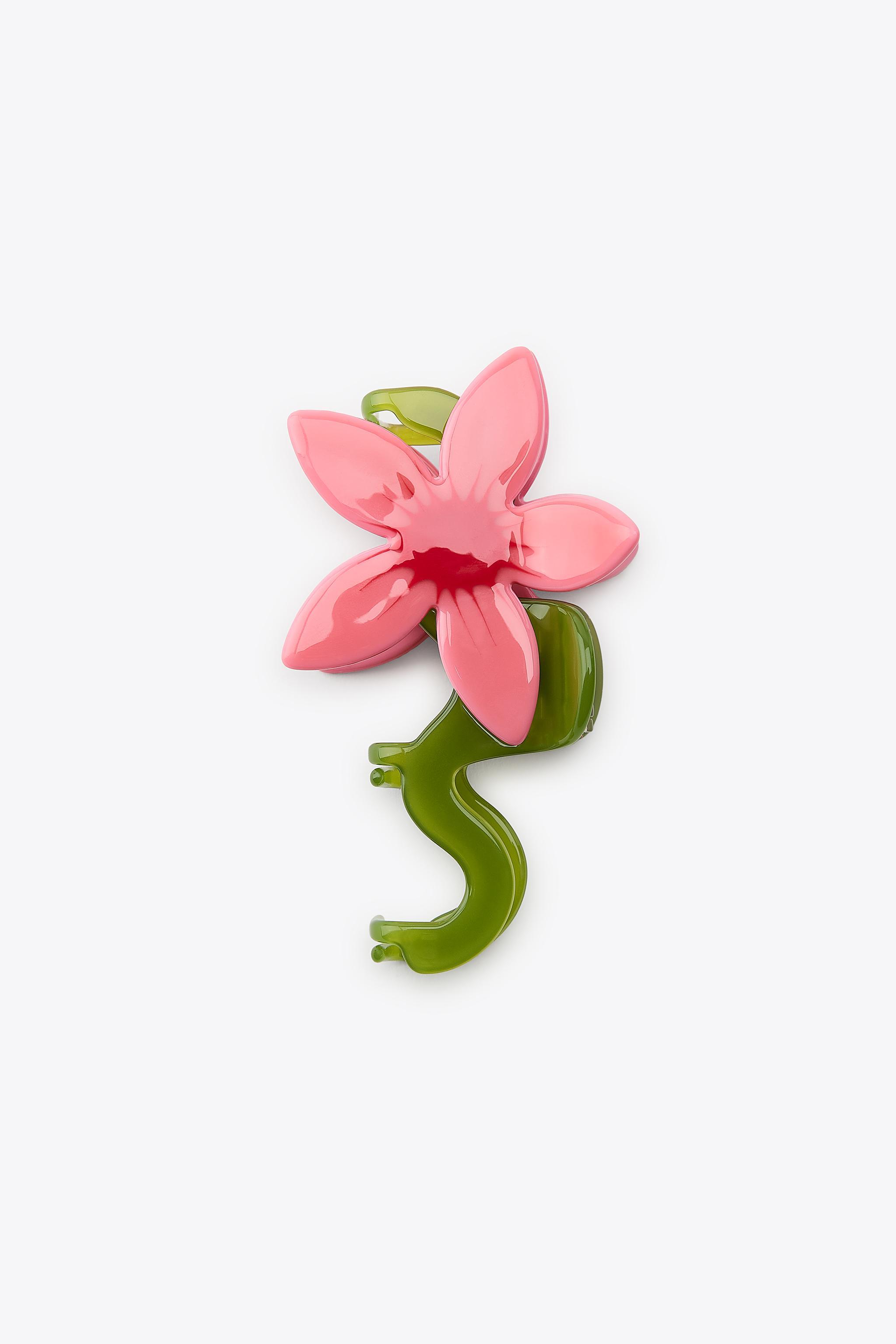 スペイン発送 ZARA フラワーヘアクリップ カジュアル ピンク フラワー ヘアクリップ - ピンク | ZARA Japan / 日本